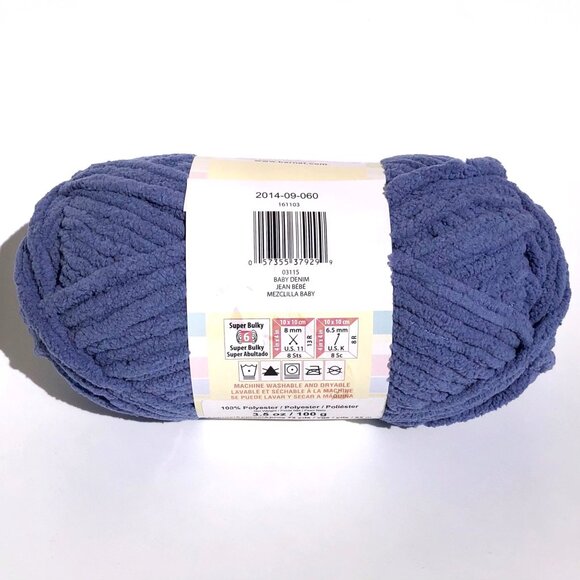Bernat Baby Blanket Yarn in Baby Denim 03115 Super Bulky 6 Gauge 100 g 3.5 oz - Picture 6 of 7